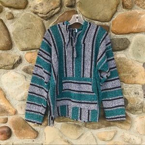 Hippie hoodie woven pullover size L